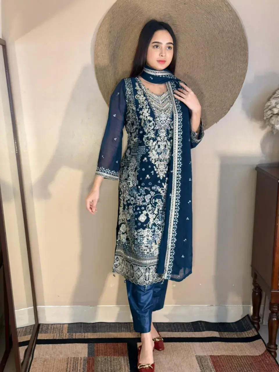 Georgette 4 Pices Unstitched Dress